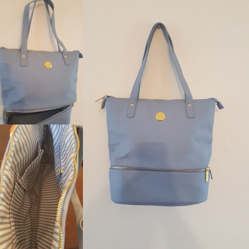 Joy Mangano double decker leather tote bag.